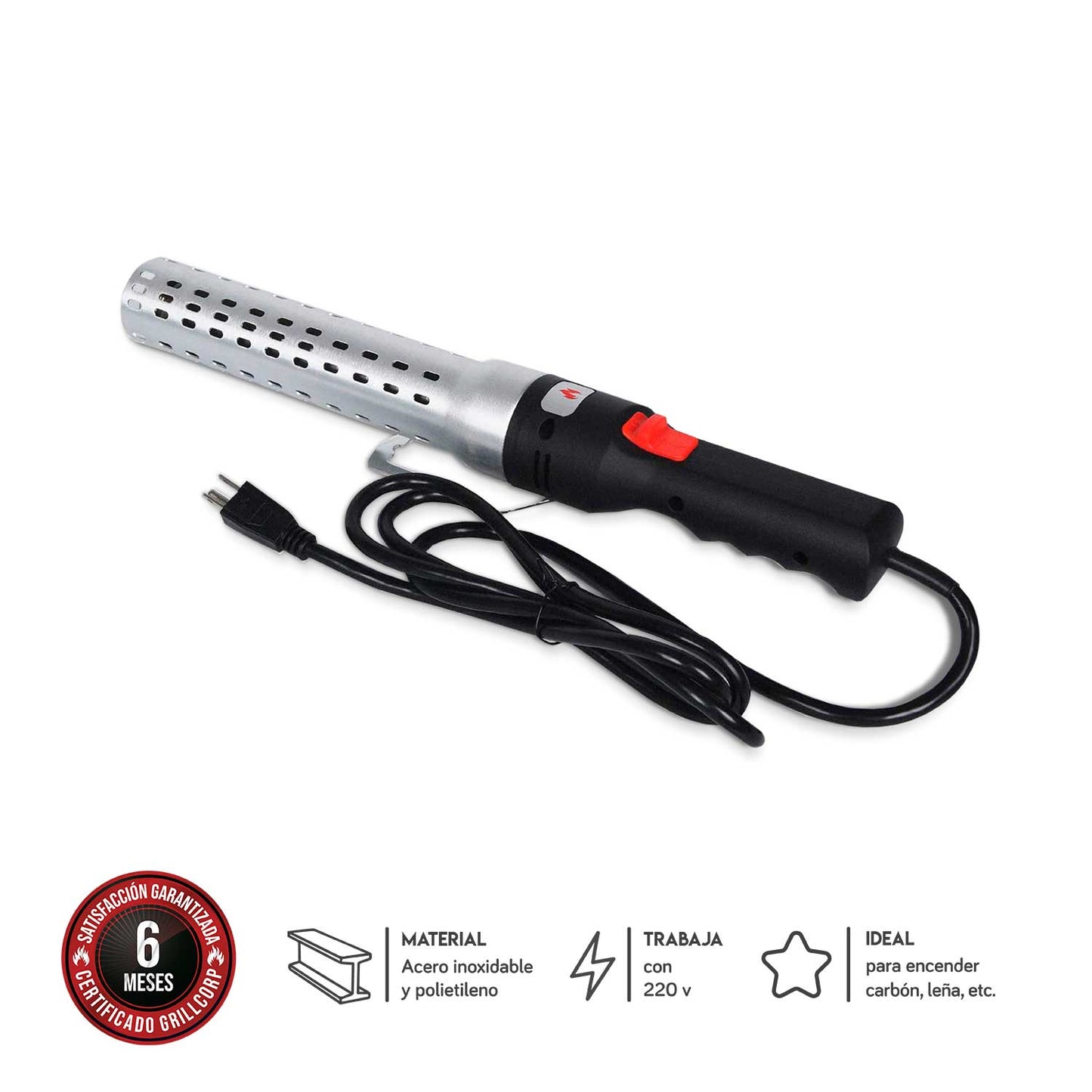 Encendedor de Aire caliente + Pala y Atizador de Fierro + Carbón de 2Kg