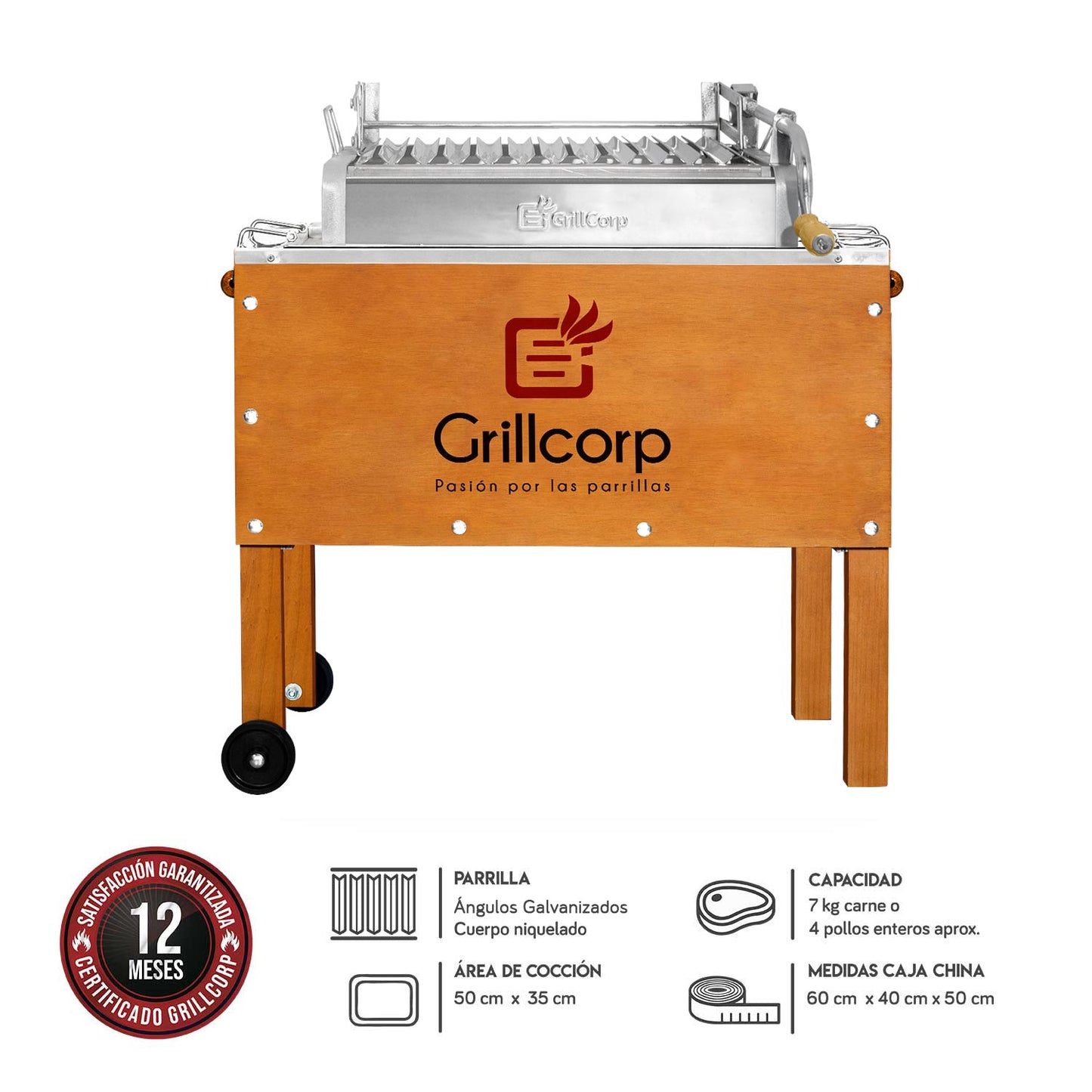 Caja China Junior Caoba Premium con Parrilla de Levante Galvanizada