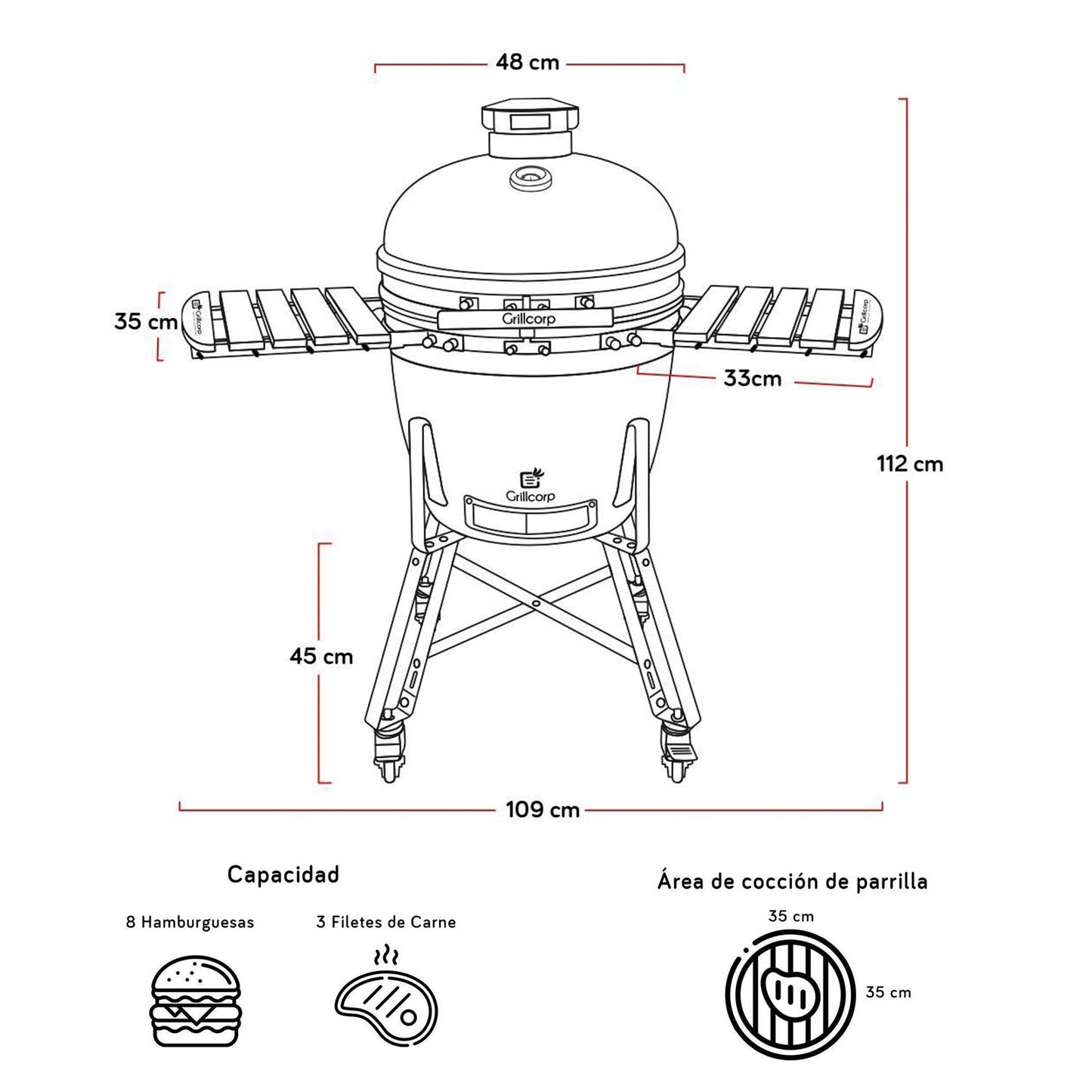 Kamado Classic Pro 18" Brillante + Divide and Conquer 2 niveles
