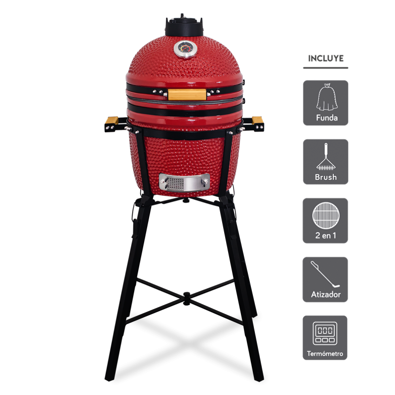 Kamado Clásico 15" + Divide and conquer de 2 niveles + Termómetro TP17
