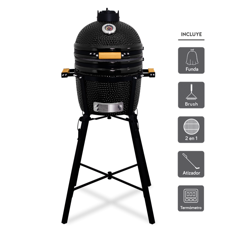 Kamado Clásico 15" + Divide and conquer de 2 niveles + Termómetro TP17