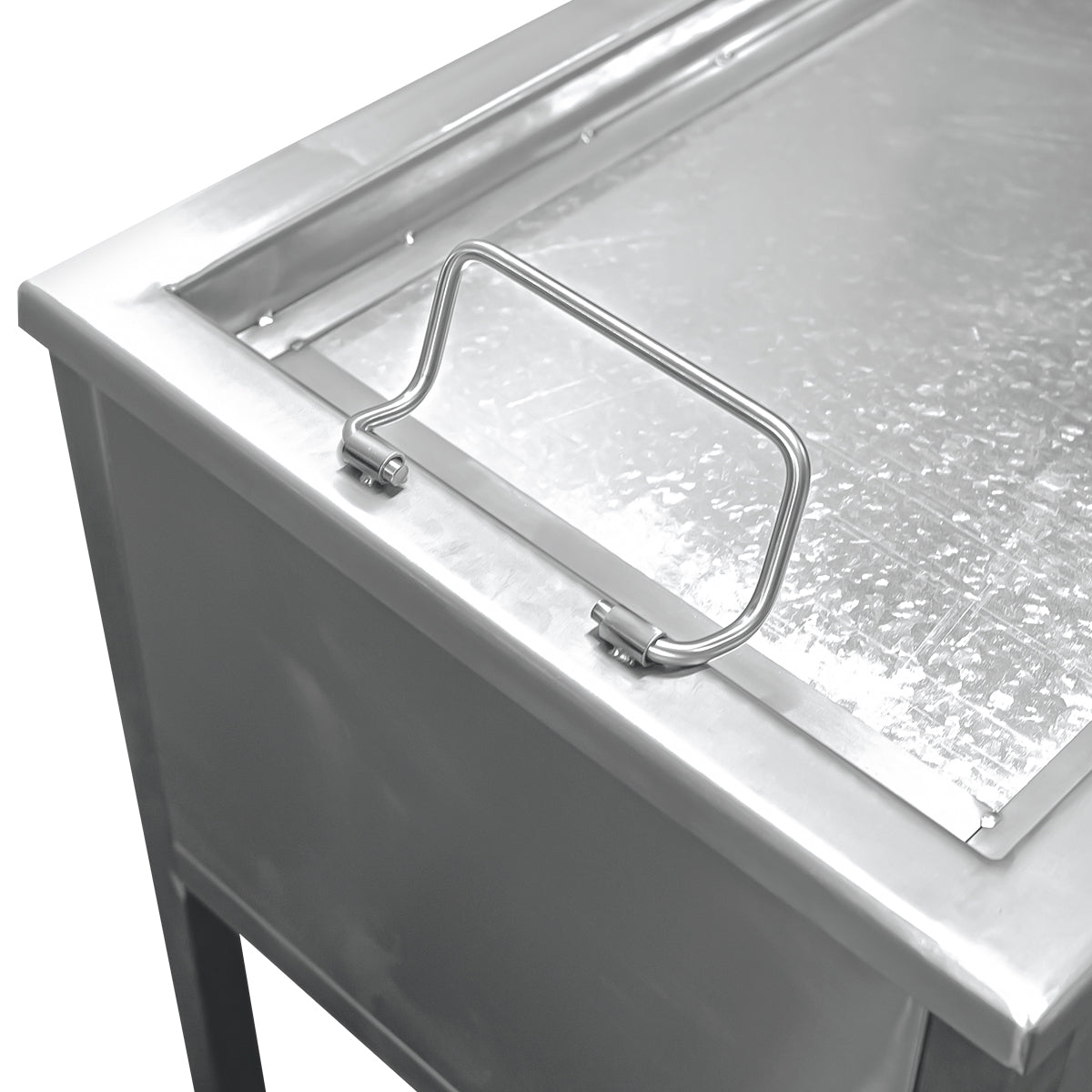 Caja China Mediana Inoxidable con Parrilla de Levante Inoxidable y accesorios.