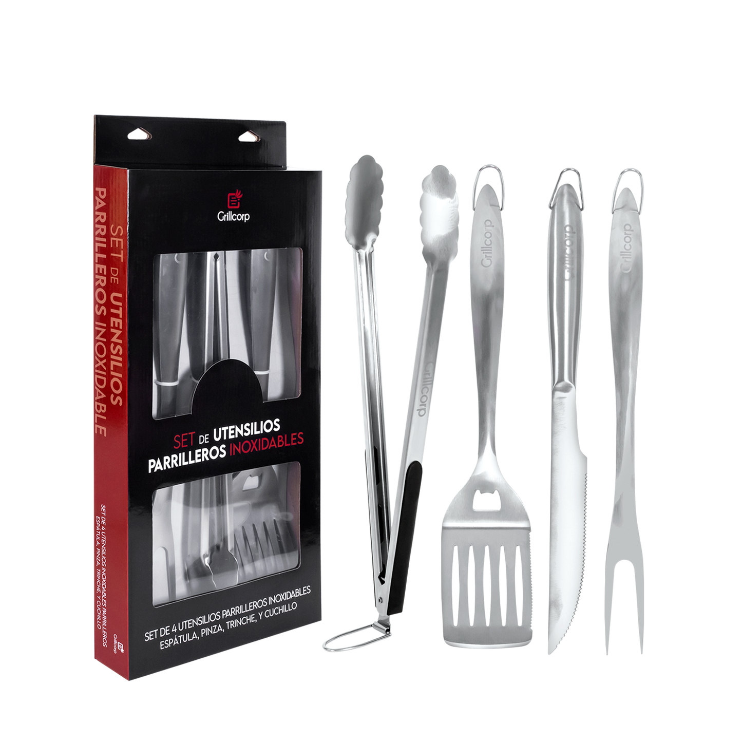 Set de utensilios parrilleros inoxidables