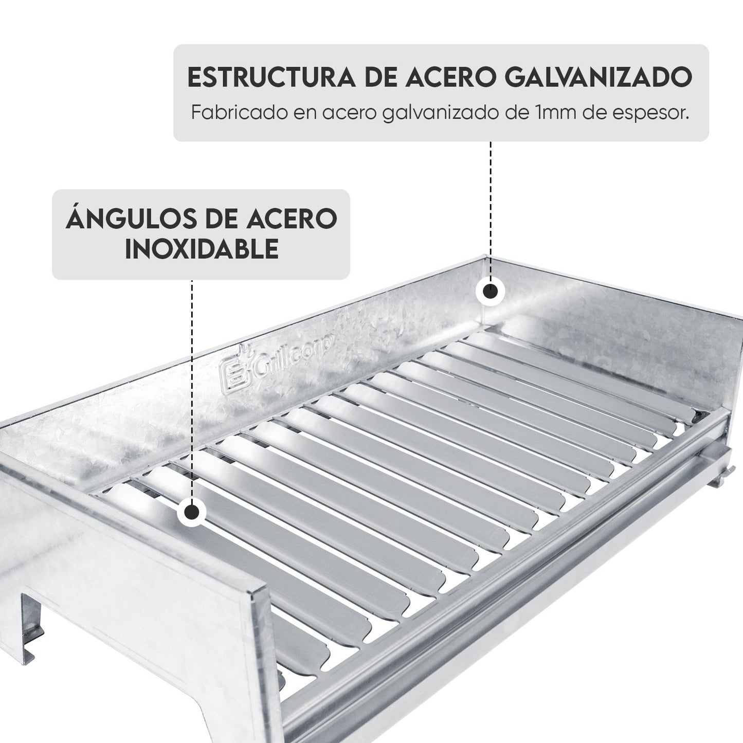 Caja China Mediana Black Inoxidable con Parrilla de Ángulos