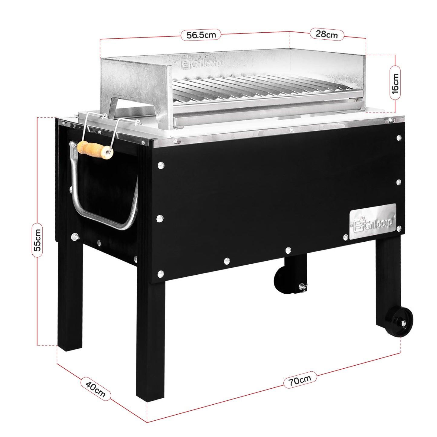 Caja China Mediana Black Inoxidable con Parrilla de Ángulos
