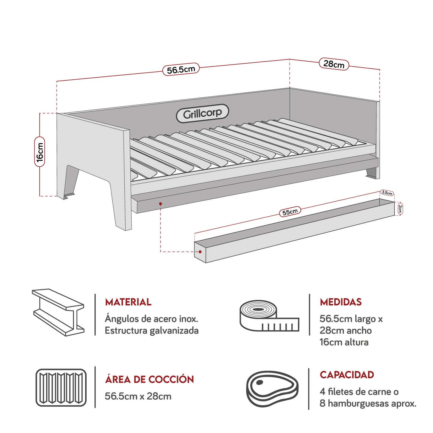 Parrilla Mediana Fija de Ángulos | Grillcorp