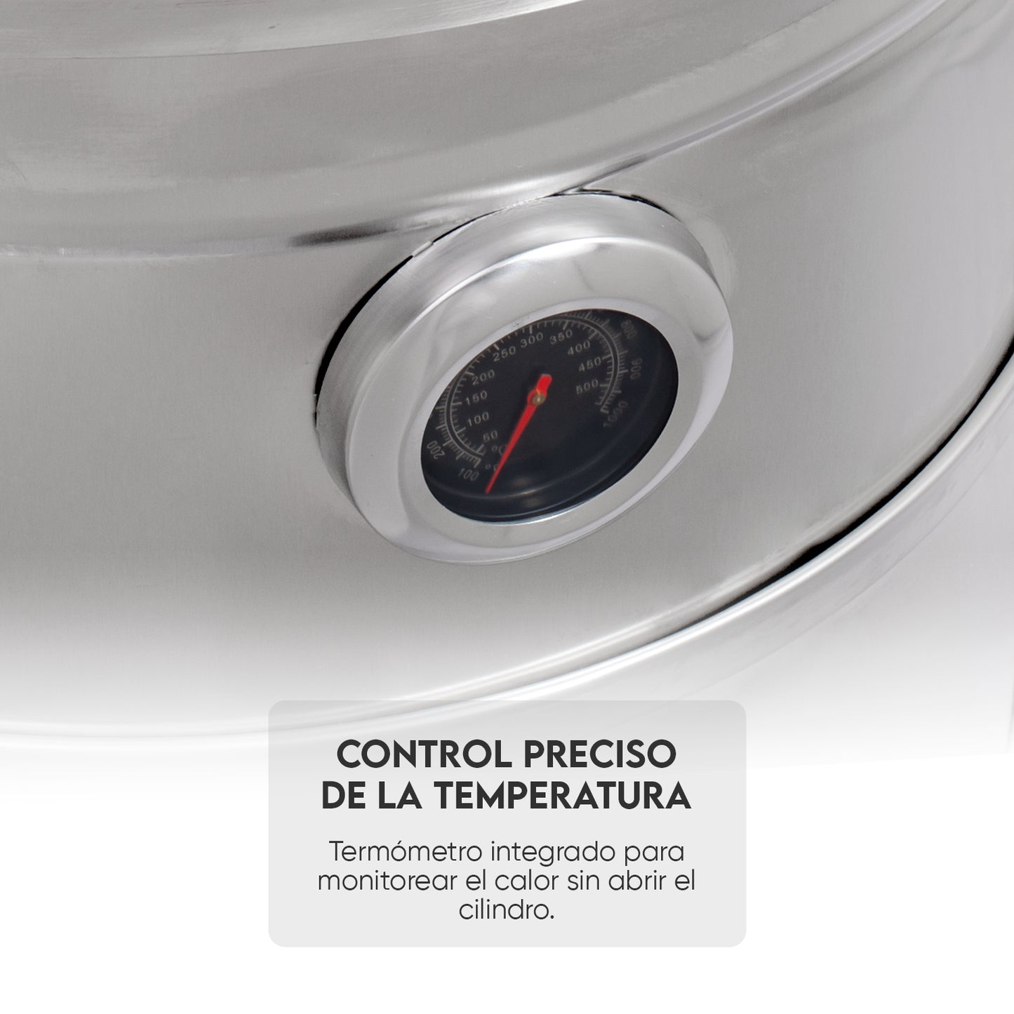 Termómetro de Cilindro ahumador compacto de acero inoxidable Llamas