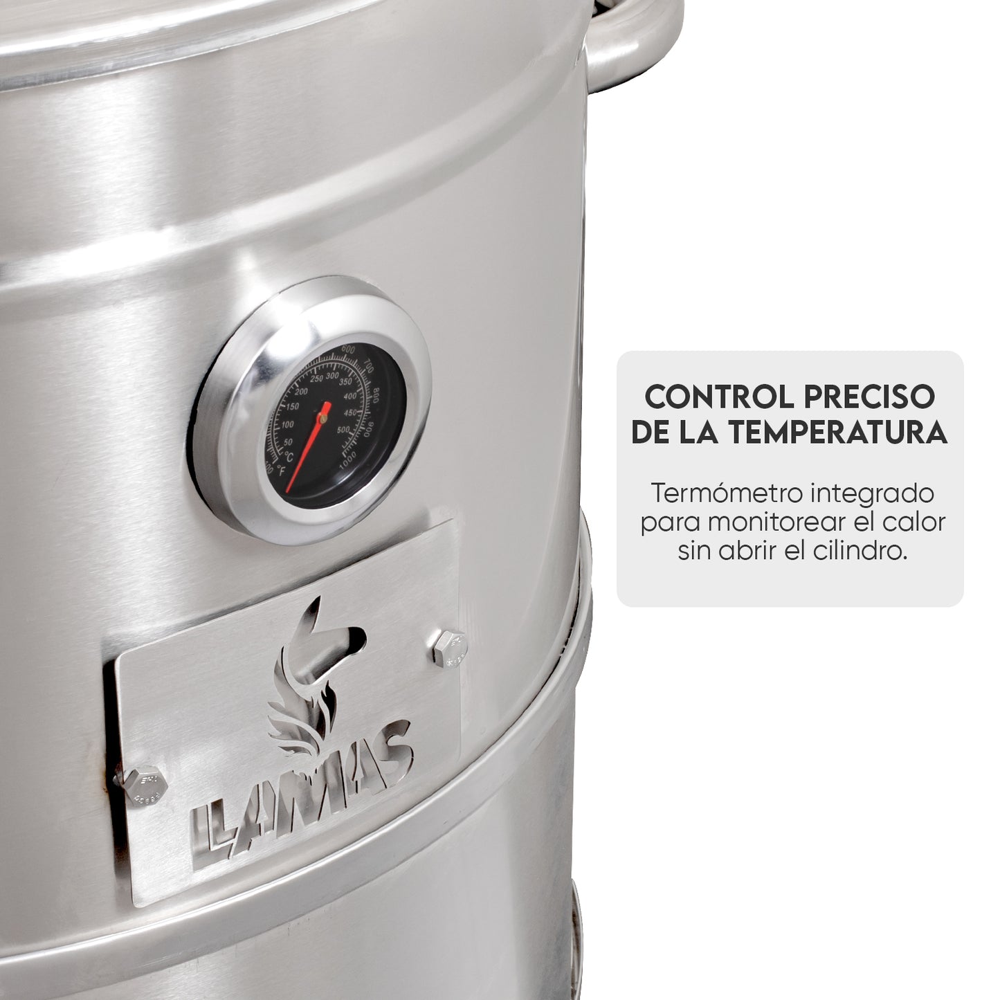 Cilindro Ahumador Mediano de Acero Inoxidable (47cm x 84cm) – Llamas