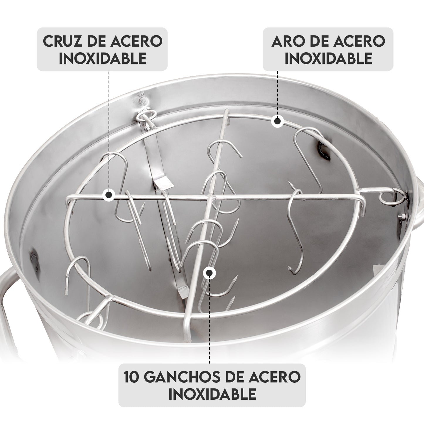 Cilindro Ahumador Mediano de Acero Inoxidable (47cm x 84cm) – Llamas