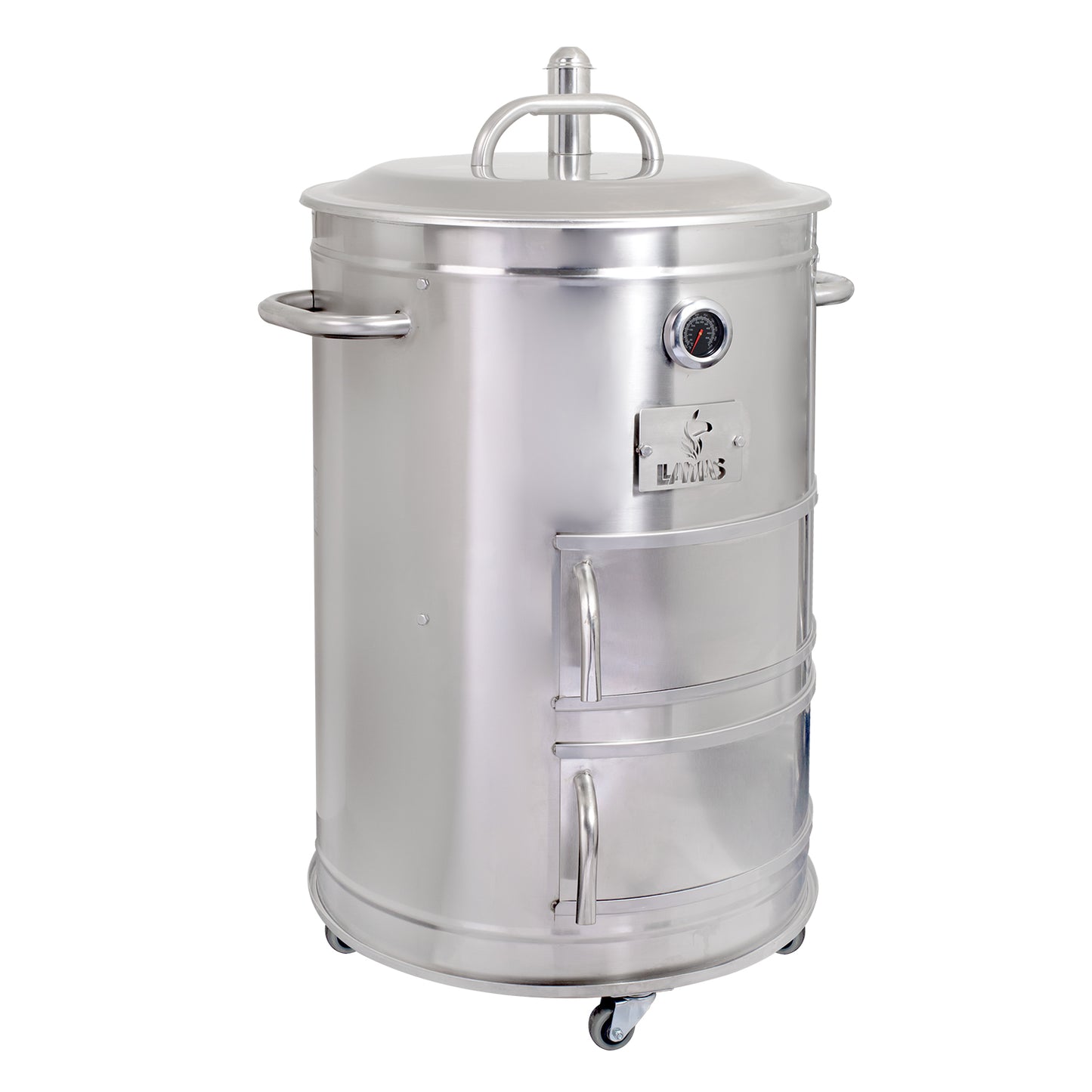 Cilindro Ahumador Grande de Acero Inoxidable (57cm x 88cm) – Llamas