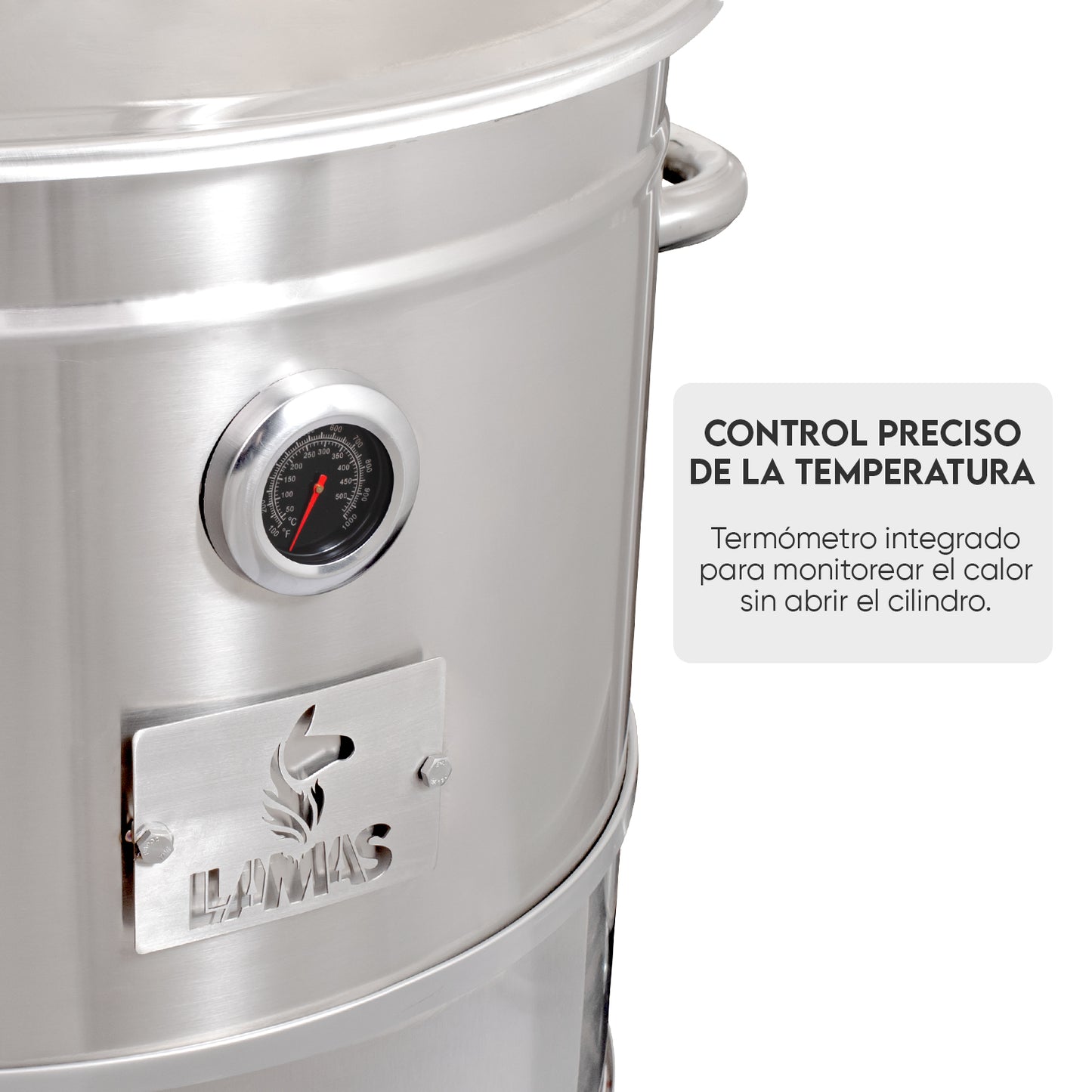 Cilindro Ahumador Grande de Acero Inoxidable (57cm x 88cm) – Llamas