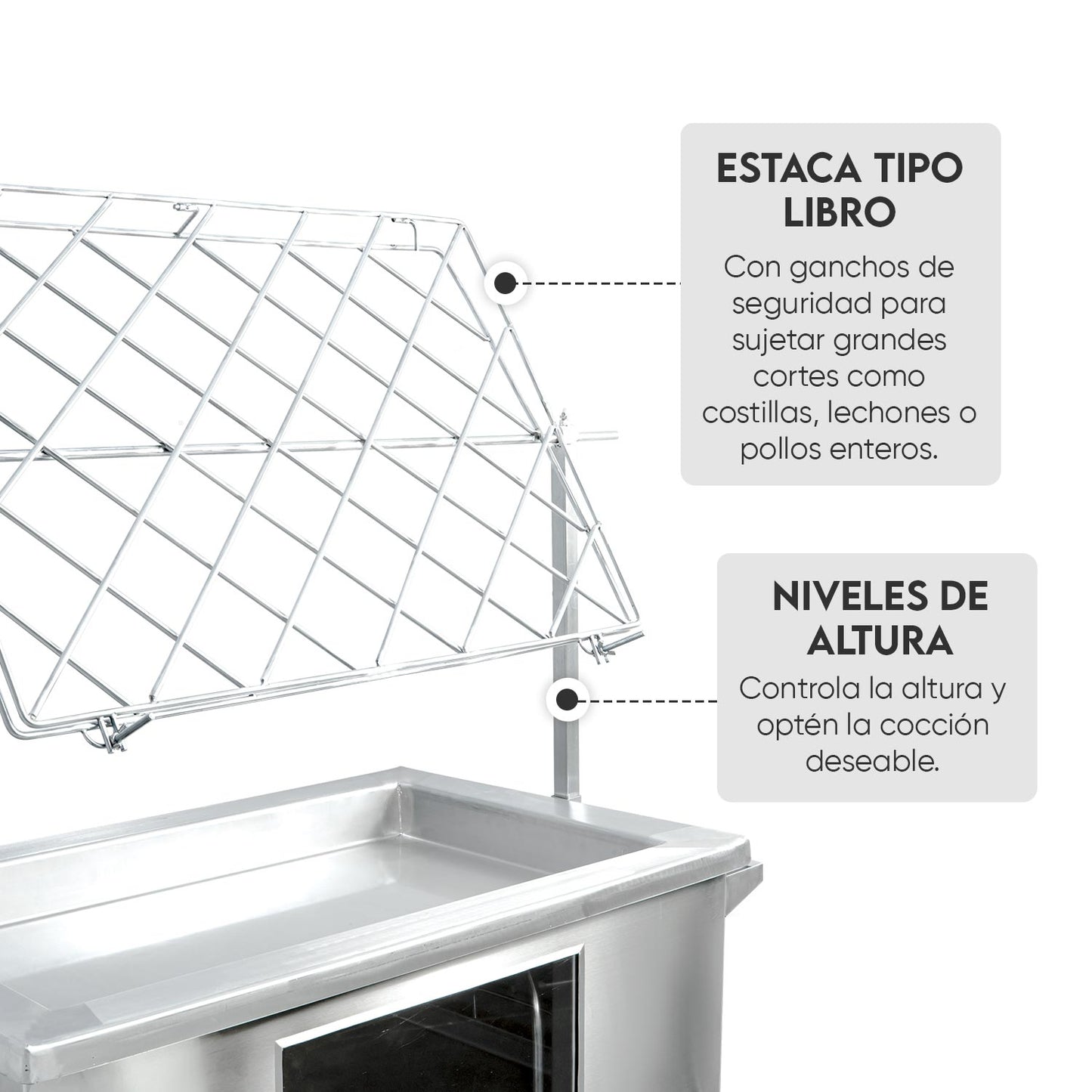Caja China Mediana (80cm x 50cm) de Acero Inoxidable 3 en 1 - Llamas