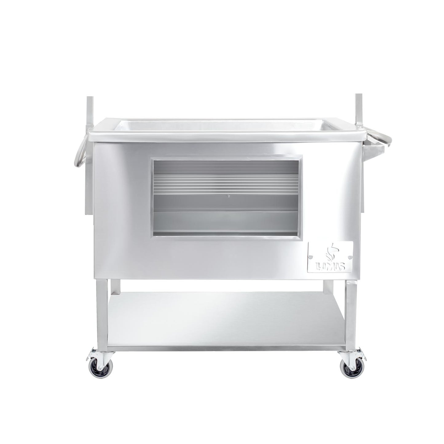 Caja China Mediana (80cm x 50cm) de Acero Inoxidable 3 en 1 - Llamas