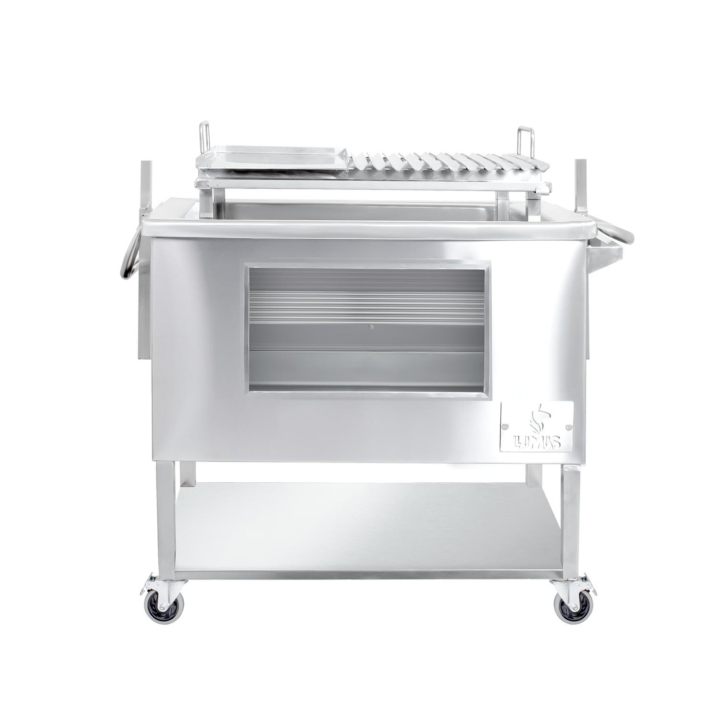 Caja China Mediana (80cm x 50cm) de Acero Inoxidable 3 en 1 - Llamas