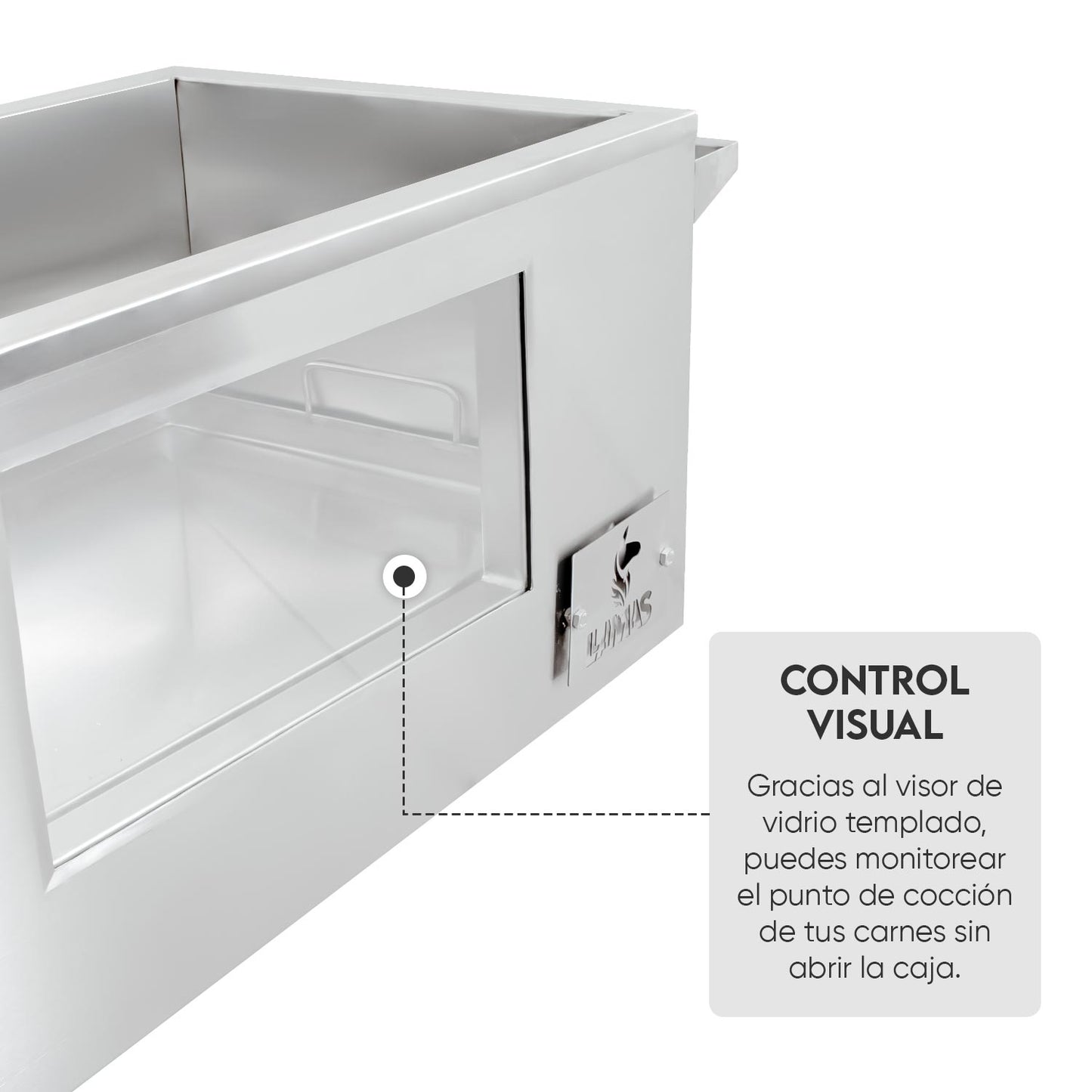 Caja China Mediana (80cm x 50cm) de Acero Inoxidable 3 en 1 - Llamas