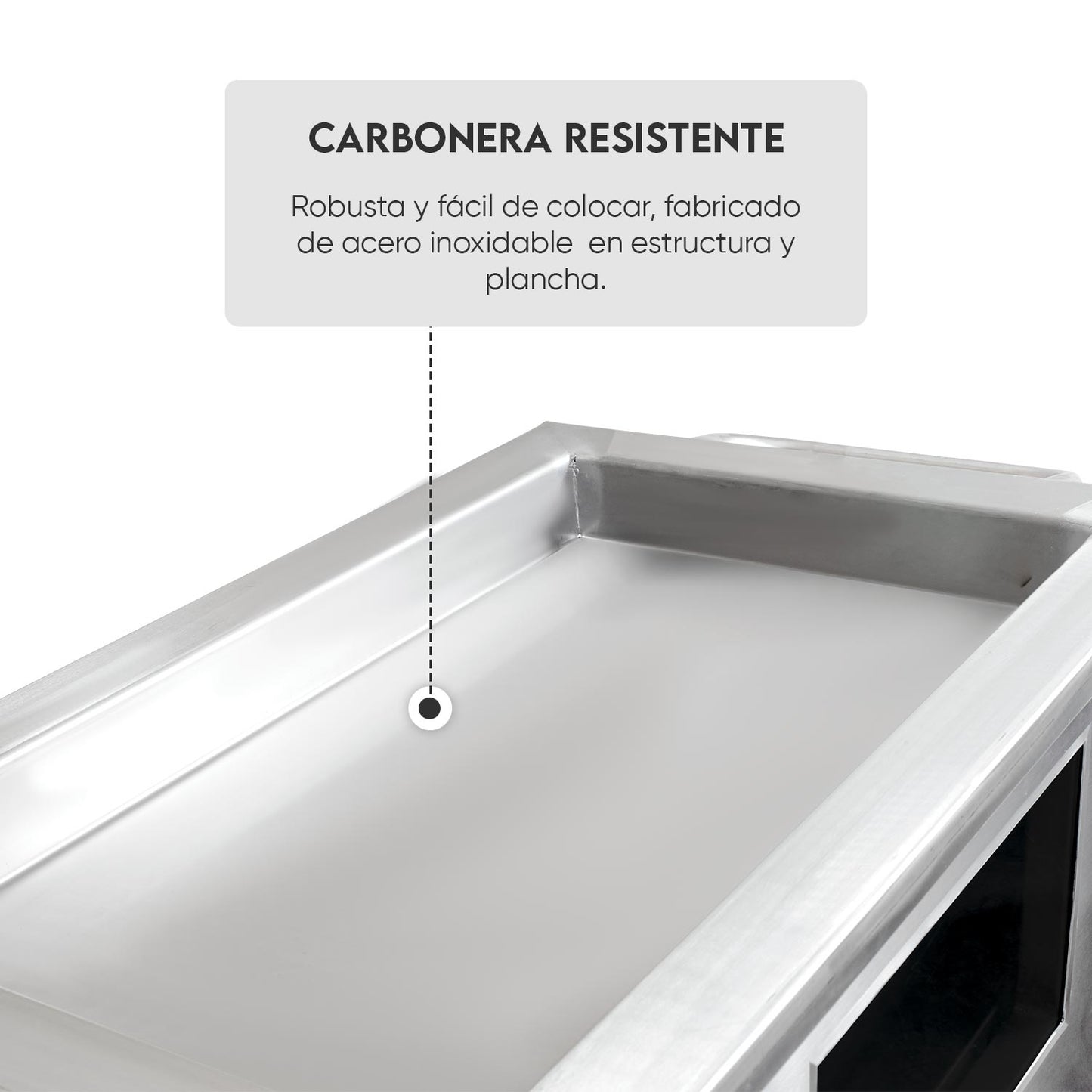 Caja China Mediana (80cm x 50cm) de Acero Inoxidable 3 en 1 - Llamas