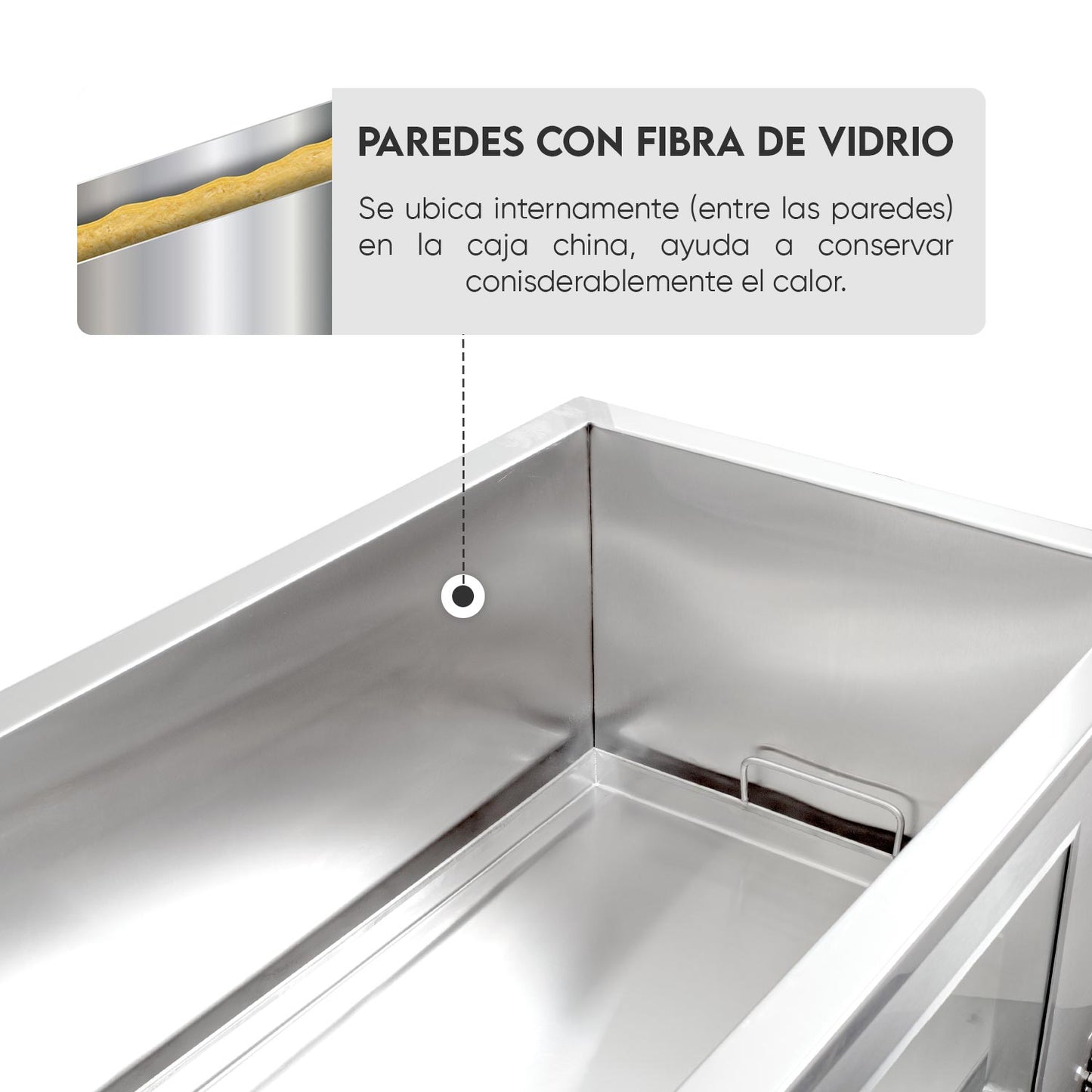 Caja China Mediana (80cm x 50cm) de Acero Inoxidable 3 en 1 - Llamas