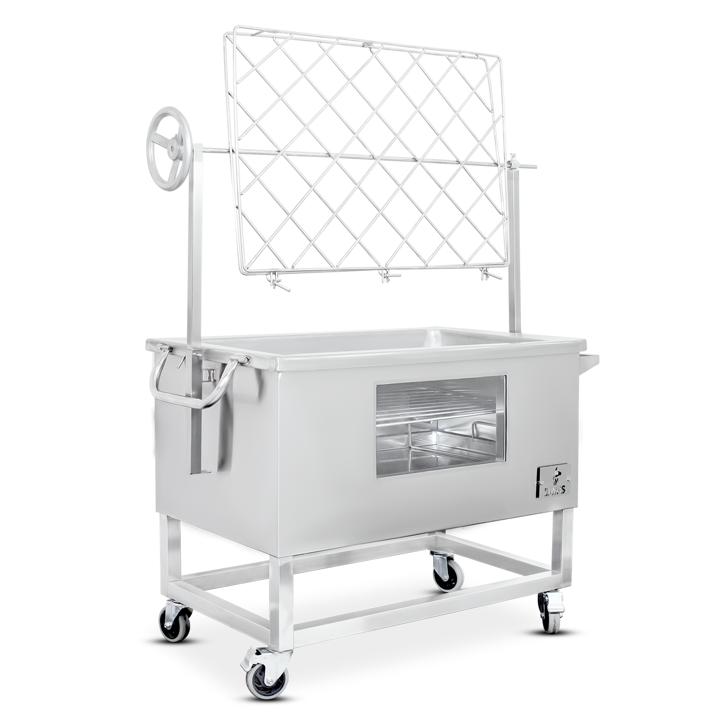 Caja China Grande (100cm x 60cm) de Acero Inoxidable 3 en 1 - Llamas