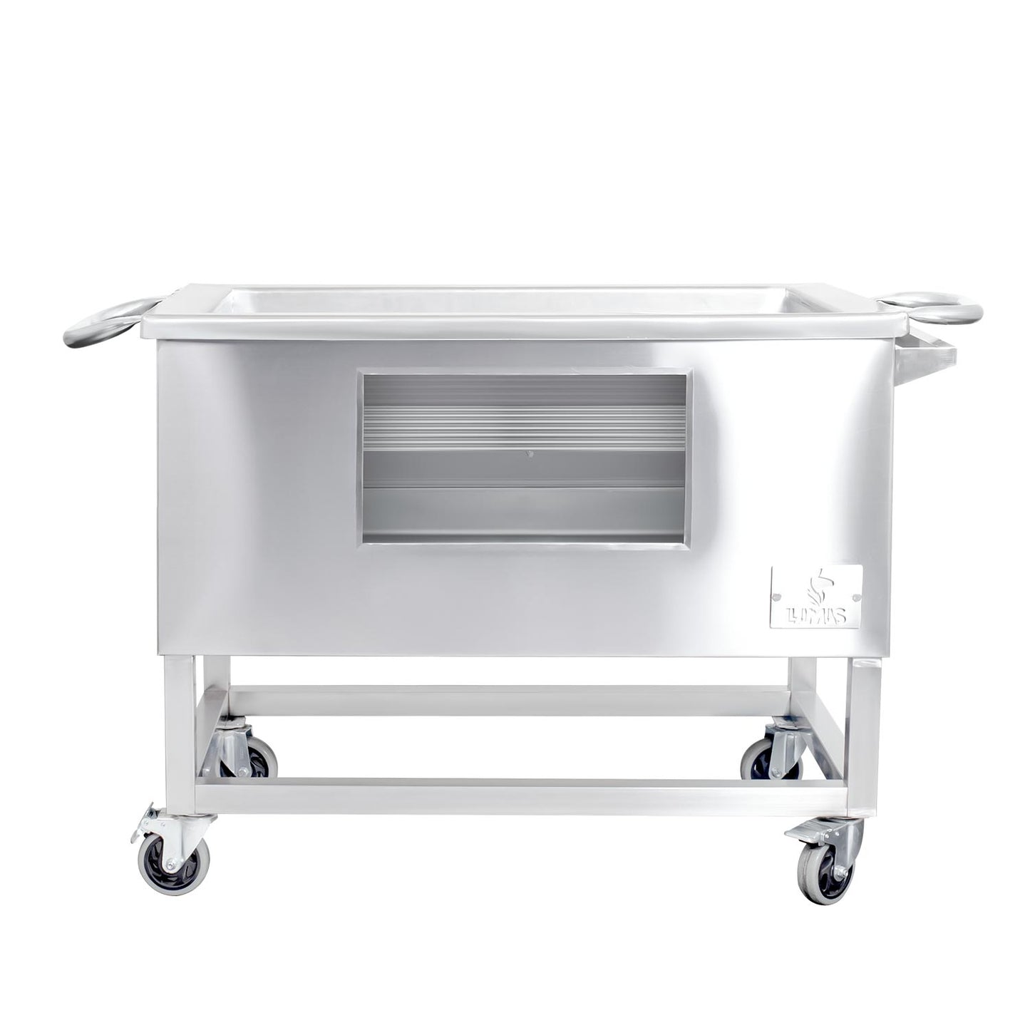 Caja China Grande (100cm x 60cm) de Acero Inoxidable 3 en 1 - Llamas