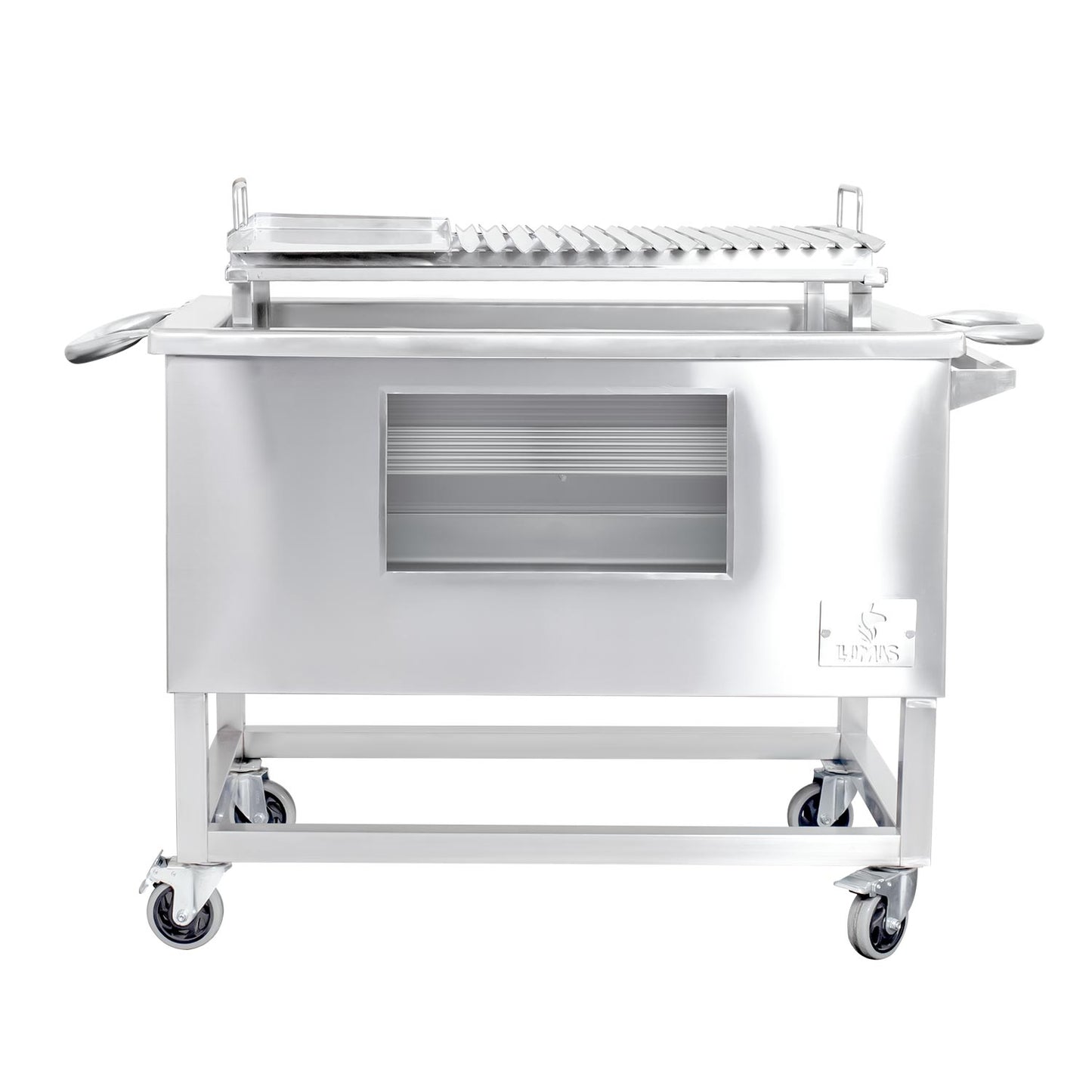 Caja China Grande (100cm x 60cm) de Acero Inoxidable 3 en 1 - Llamas
