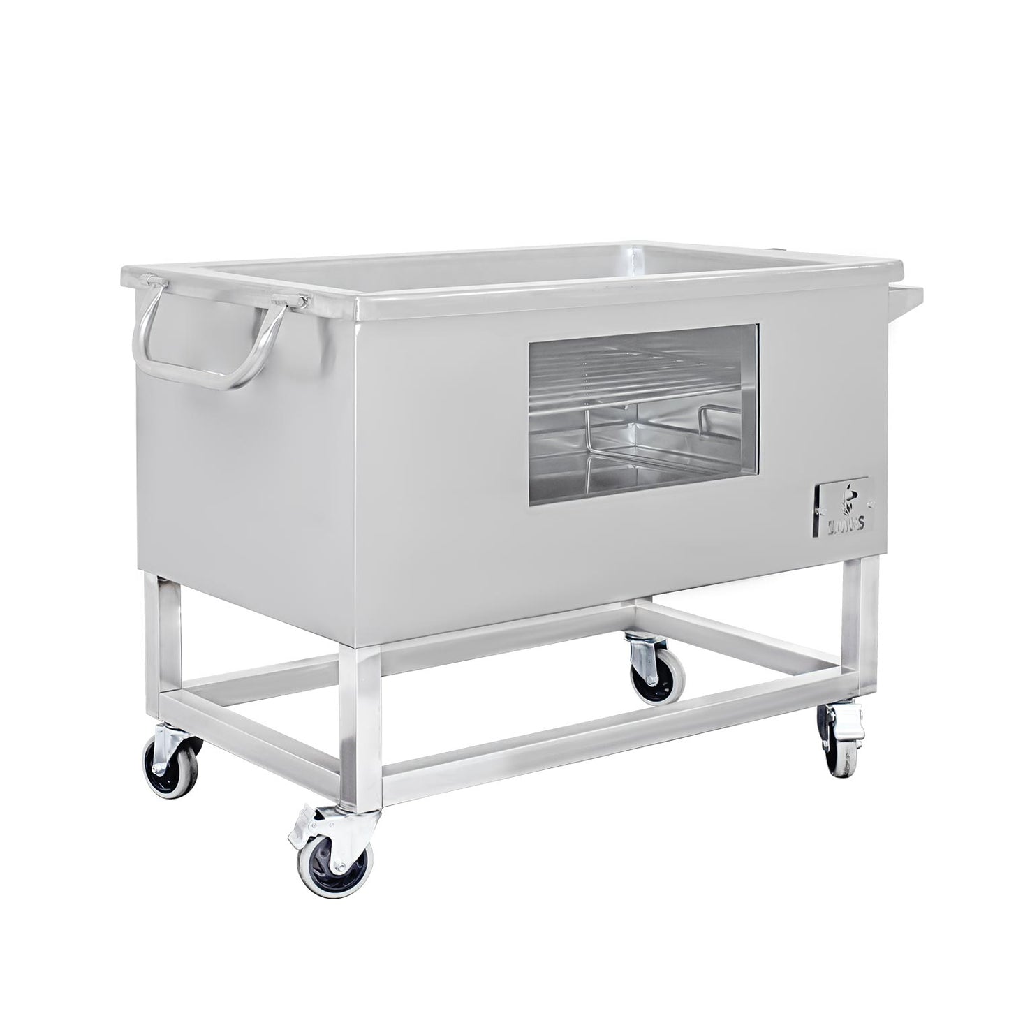 Caja China Grande (100cm x 60cm) de Acero Inoxidable 3 en 1 - Llamas