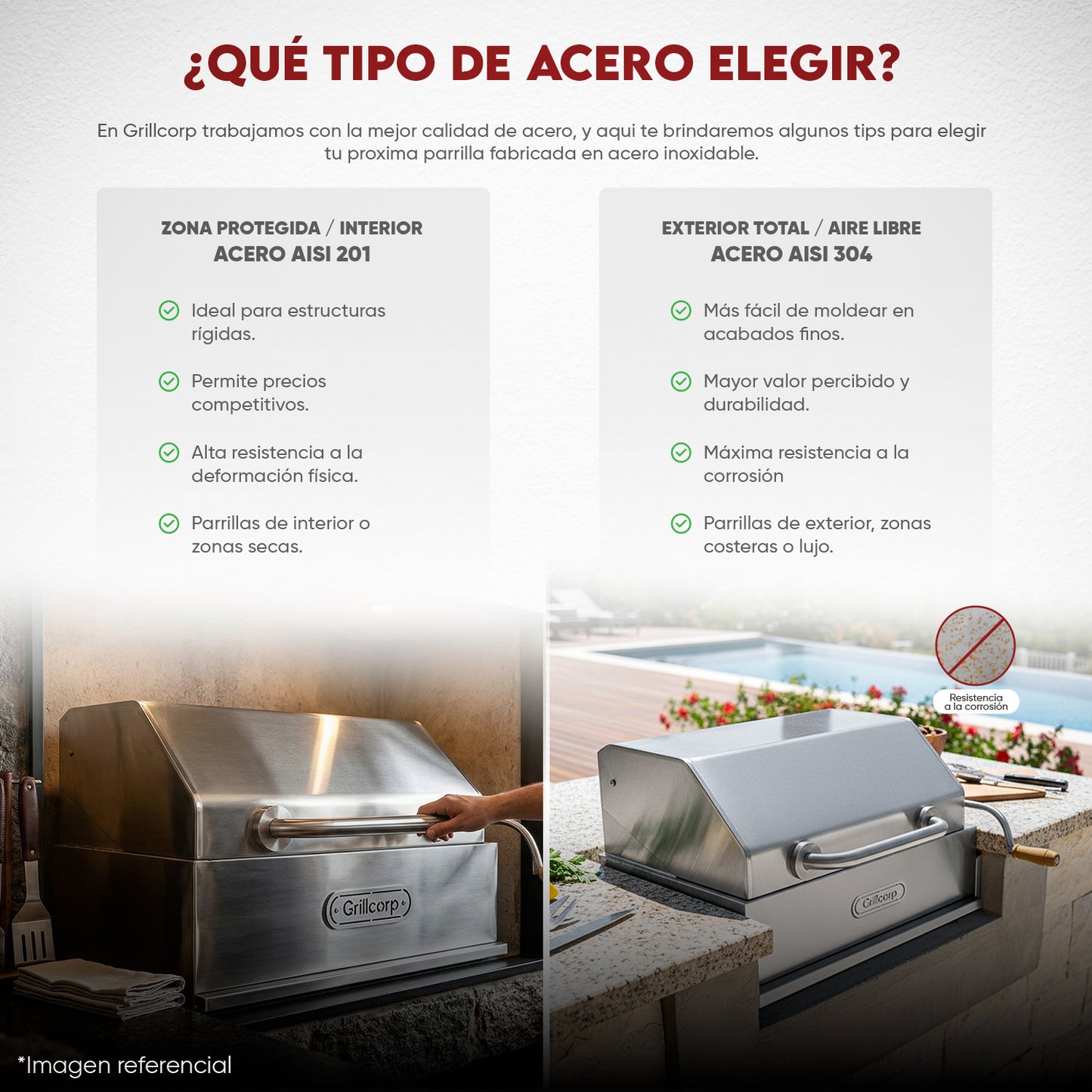 Parrilla Argentina Mediana Empotrable Inoxidable 70cm x 45cm | Grillcorp