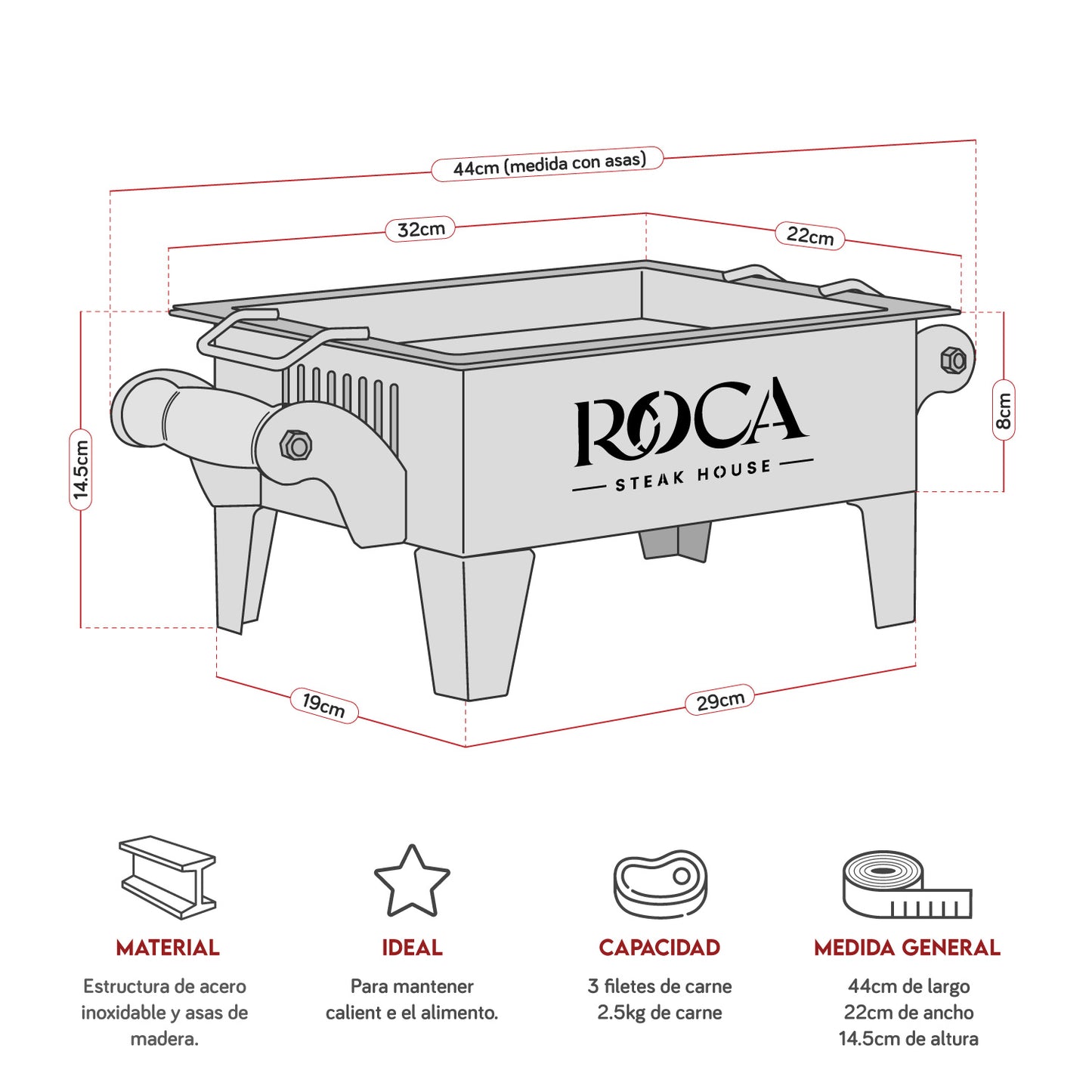 Parrilla de Mesa de Acero Inoxidable