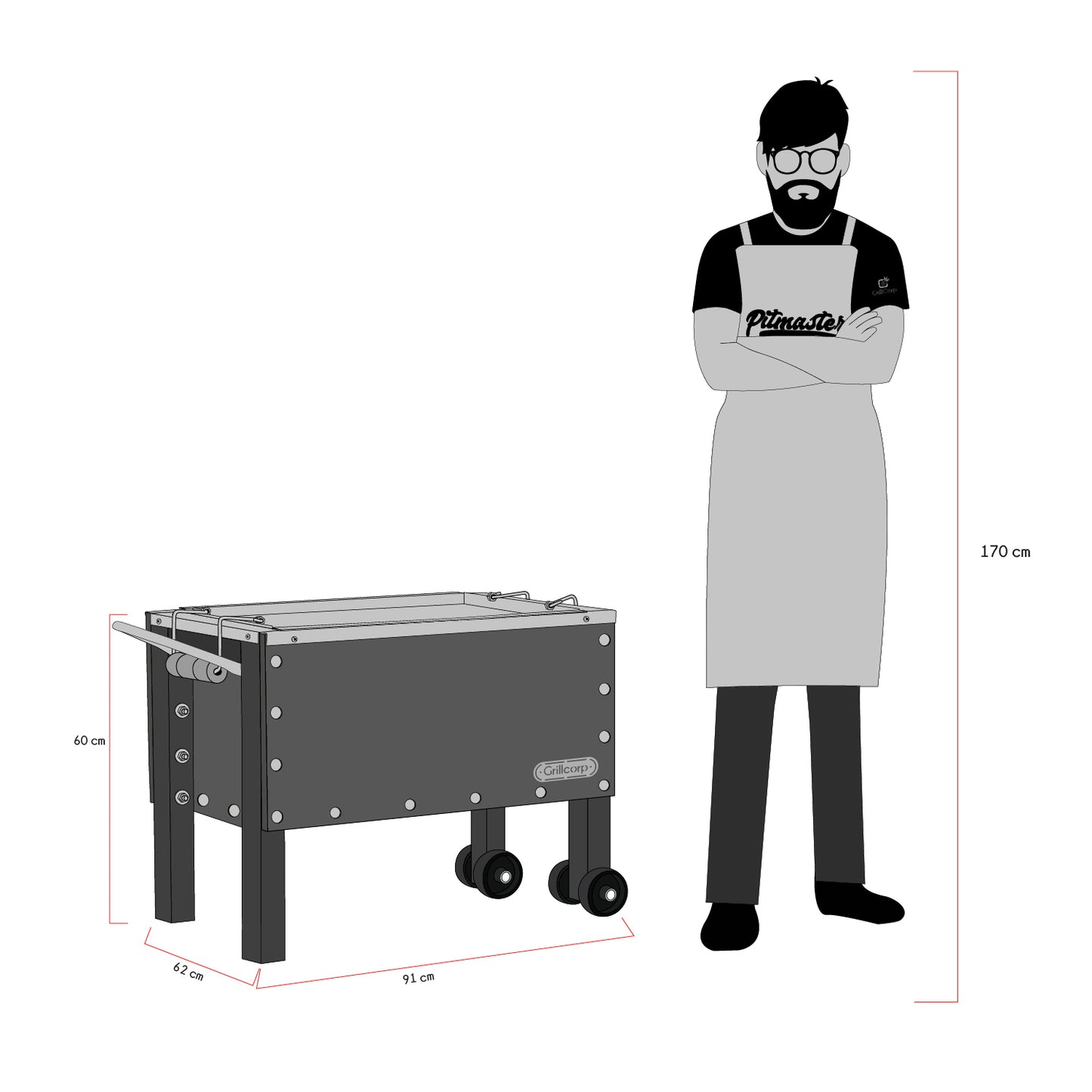 Caja china Grande Black Premium con Parrilla de Levante Mixta + Accesorios Parrilleros | Grillcorp