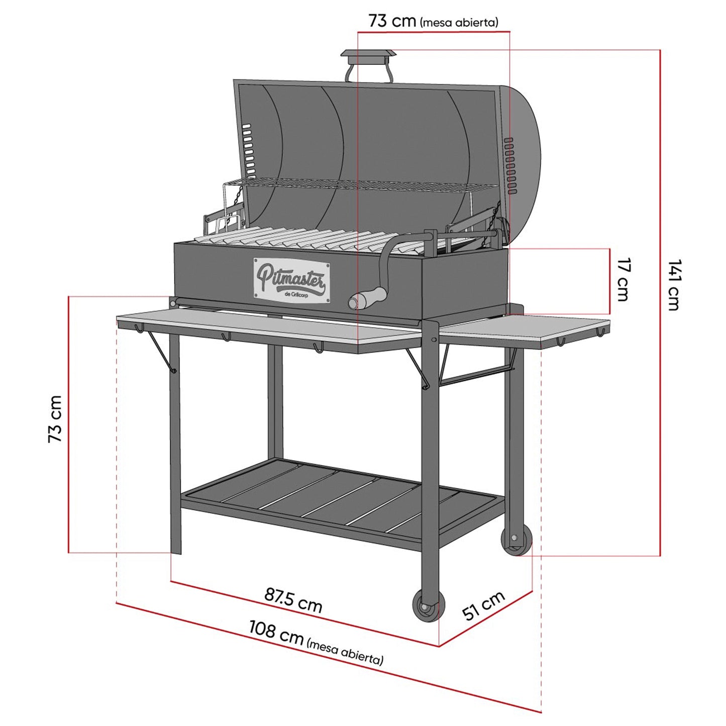 Parrilla Modelo Tambor 80cm x 50cm