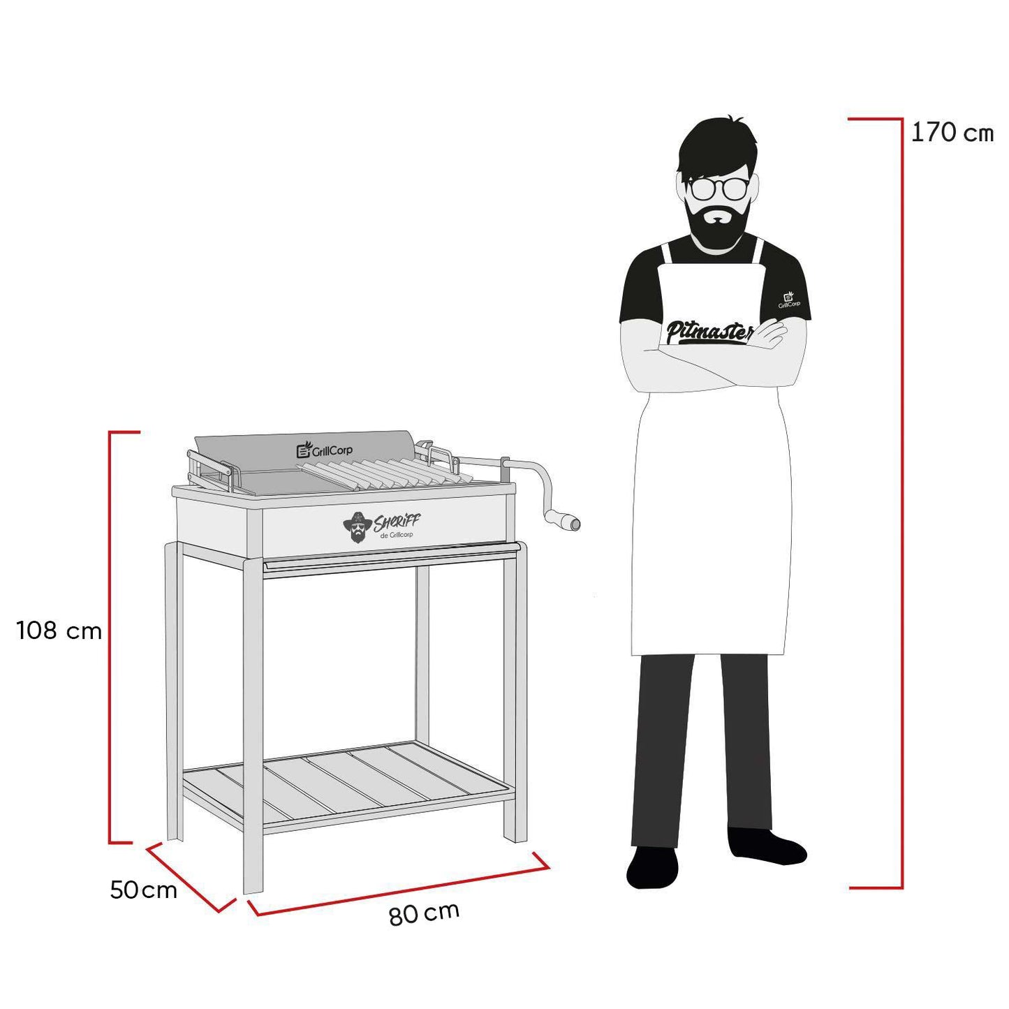 Parrilla Modelo STD de Metal Grande + Funda + Guantes de cuero | Grillcorp