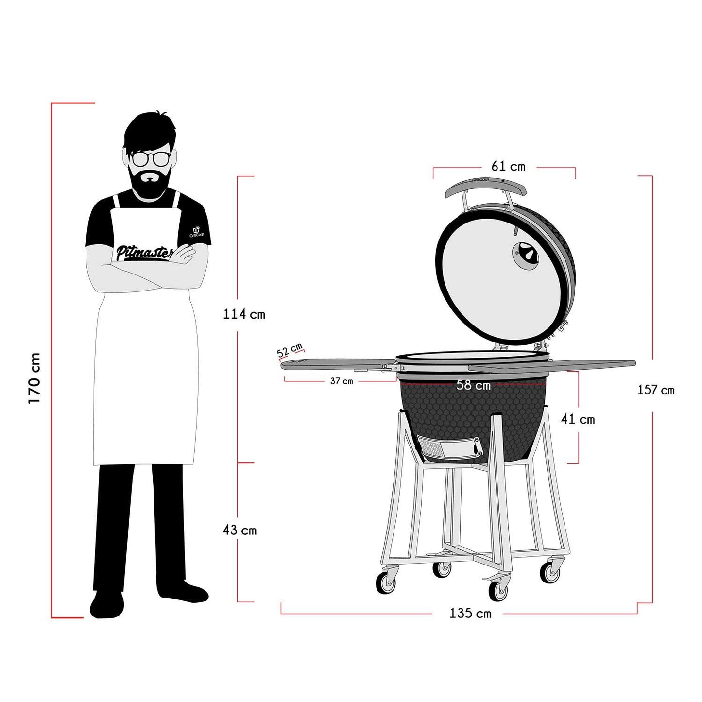 Kamado Clásico 23" + Rotagrill + Deflactor