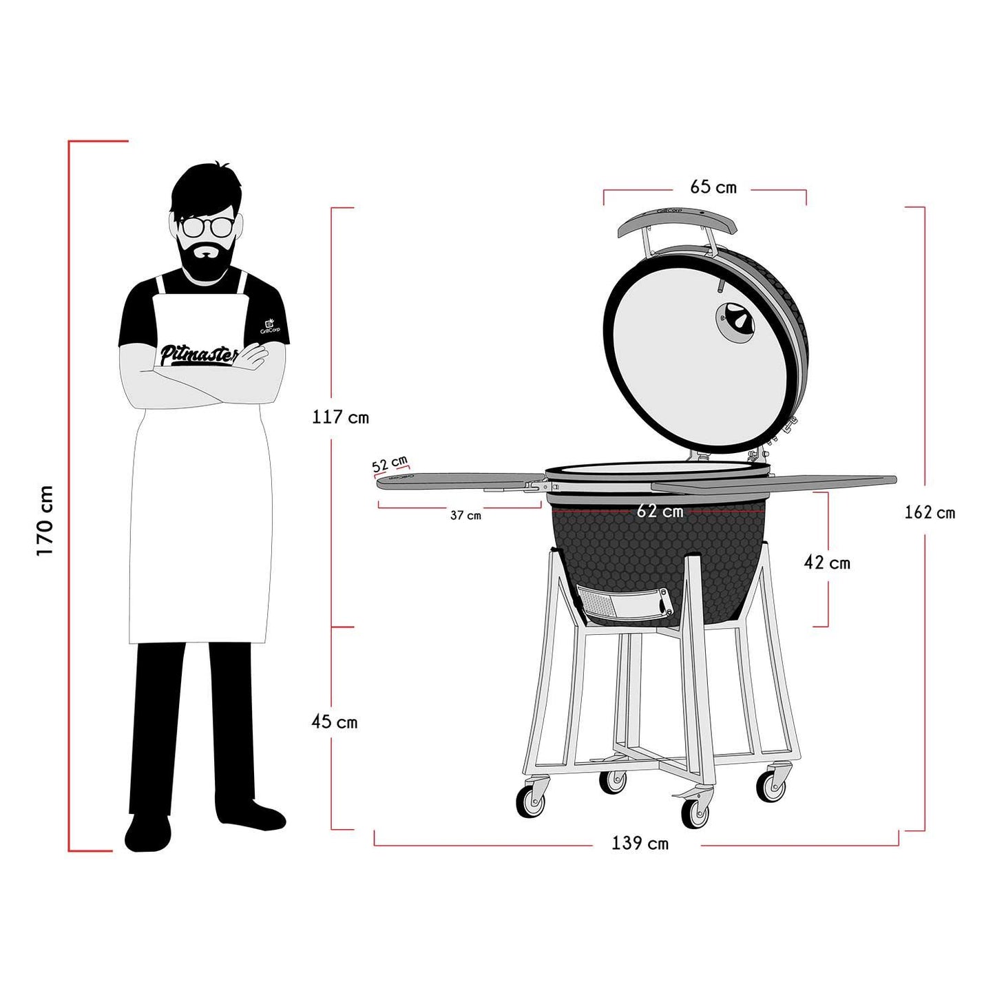 Kamado Clásico 25" + Rotagrill + Divide and conquer de 2 niveles