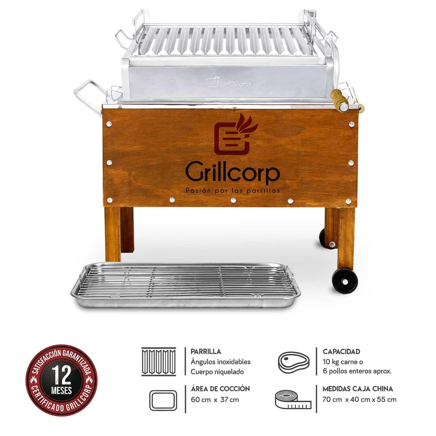 Caja China Mediana Caoba Premium con Parrilla de Levante Mixta
