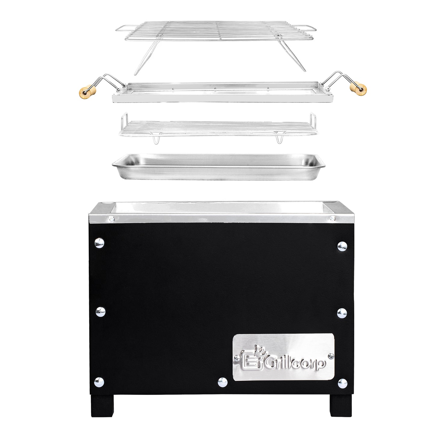 Caja China Mini Inoxidable Black con parrilla de varillas
