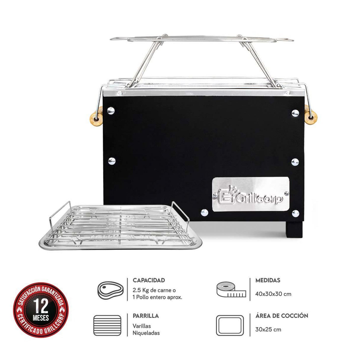 Caja China Mini Inoxidable Black con parrilla de varillas