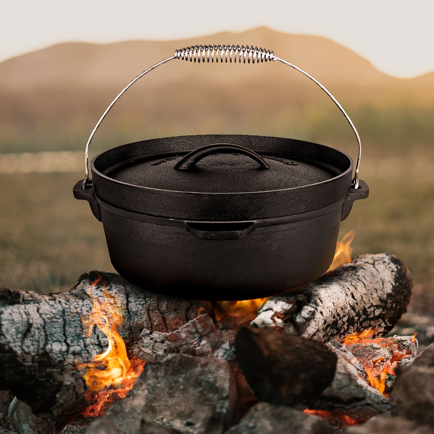 Olla de 6 QT de Hierro Fundido Grillcorp + Sartén N°25 de Hierro Fundido Esmaltado Grillcorp