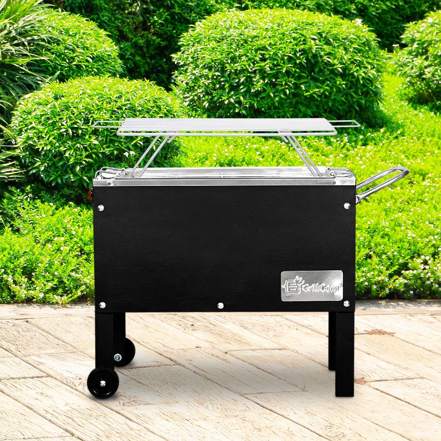 Caja China Chica Black Inoxidable con parrilla de varillas Inoxidables