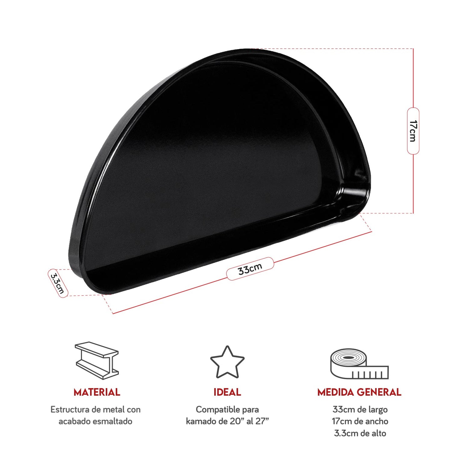 Bandeja recolectora en media luna para kamado