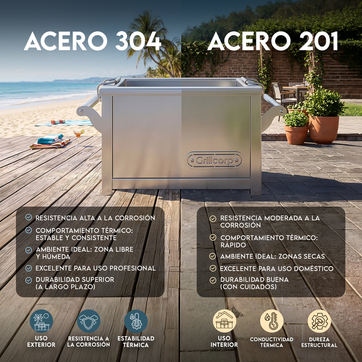 Caja China Chica de Acero Inoxidable Portátil | Grillcorp