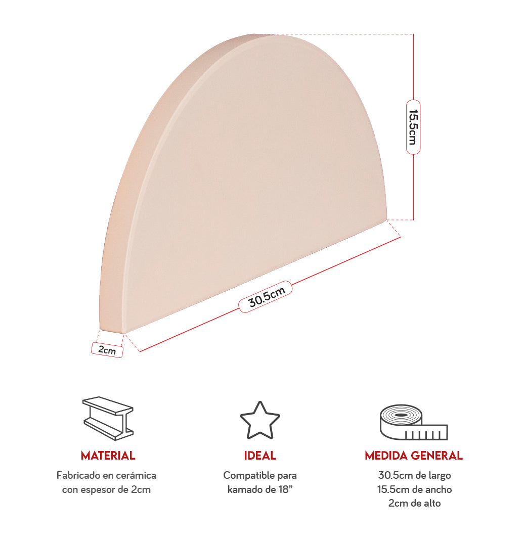 Deflactor de media luna para kamado