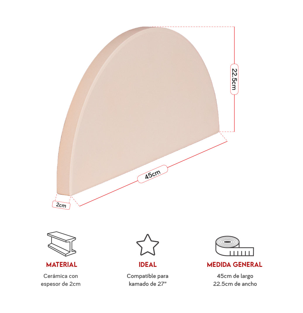 Deflactor de media luna para kamado