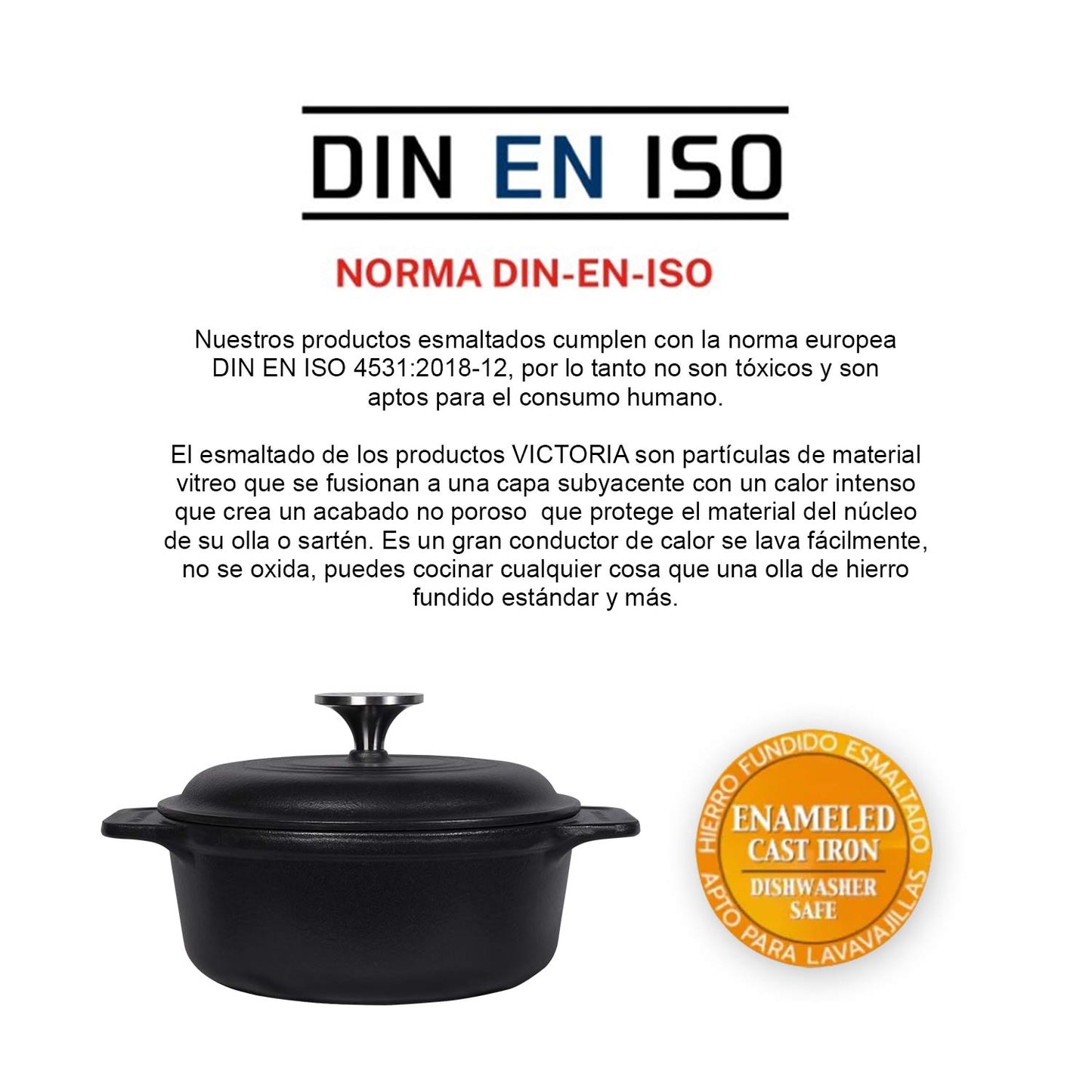 Horno Holandés de 2QT de Hierro Fundido Esmaltado - Victoria
