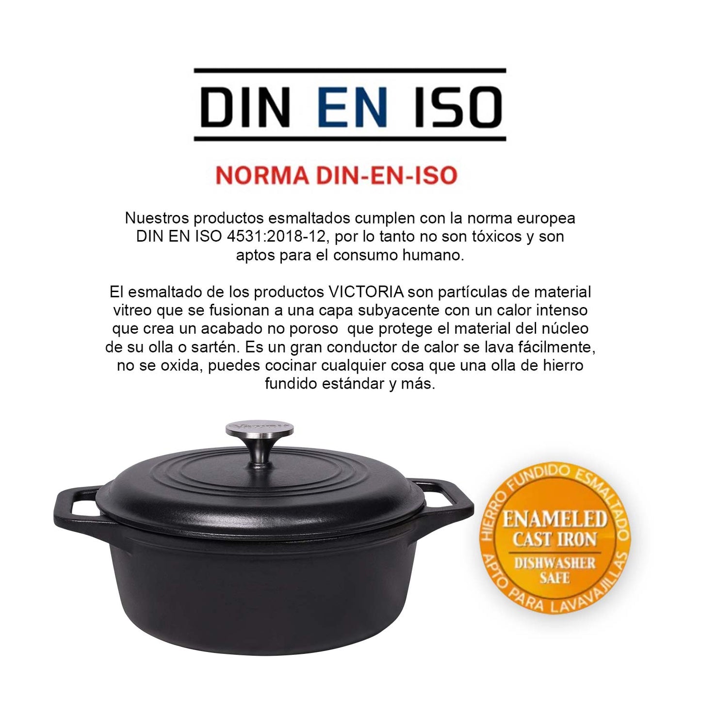 Horno Holandés de 6QT de Hierro Fundido Esmaltado - Victoria
