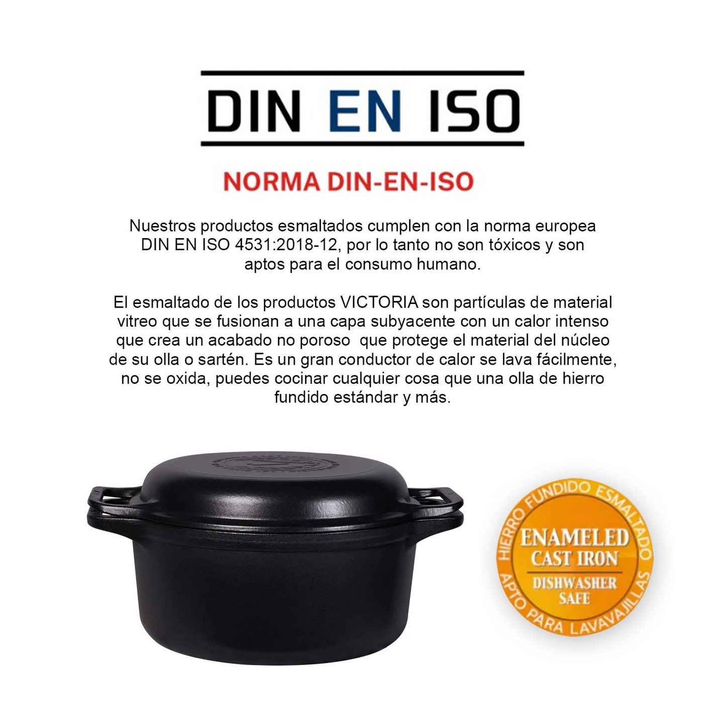 Olla Cooker Redondo Multiuso de Hierro Fundido Esmaltado Victoria 6qt (5.7L)
