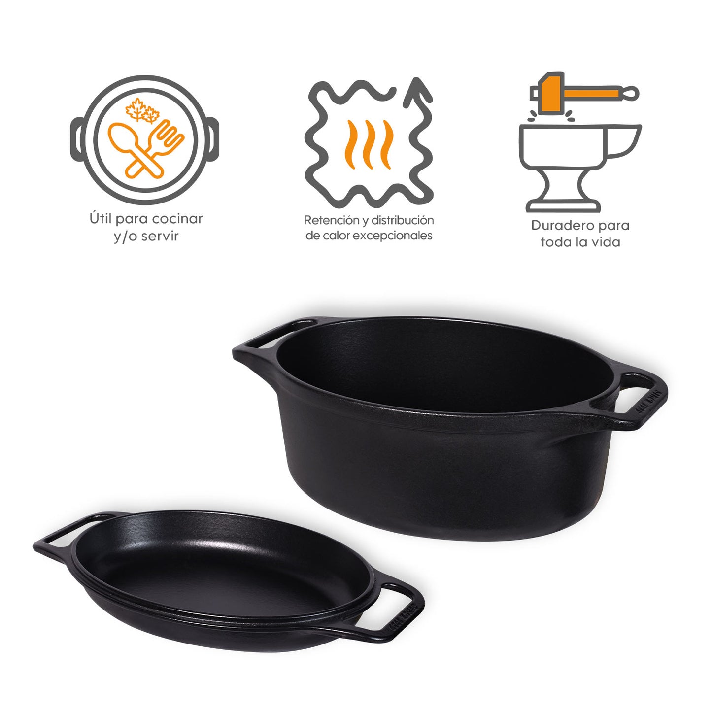 Olla Cooker Ovalada Multiuso de Hierro Fundido Esmaltado Victoria 6qt (5.7L)