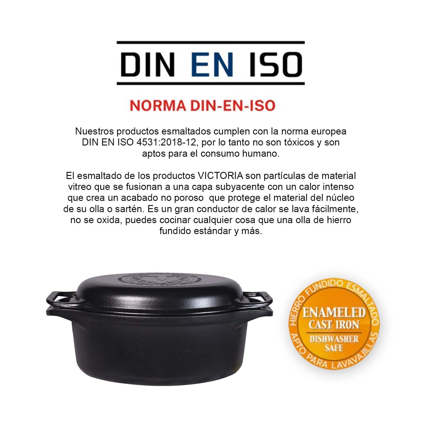 Olla Cooker Ovalada Multiuso de Hierro Fundido Esmaltado Victoria 6qt (5.7L)