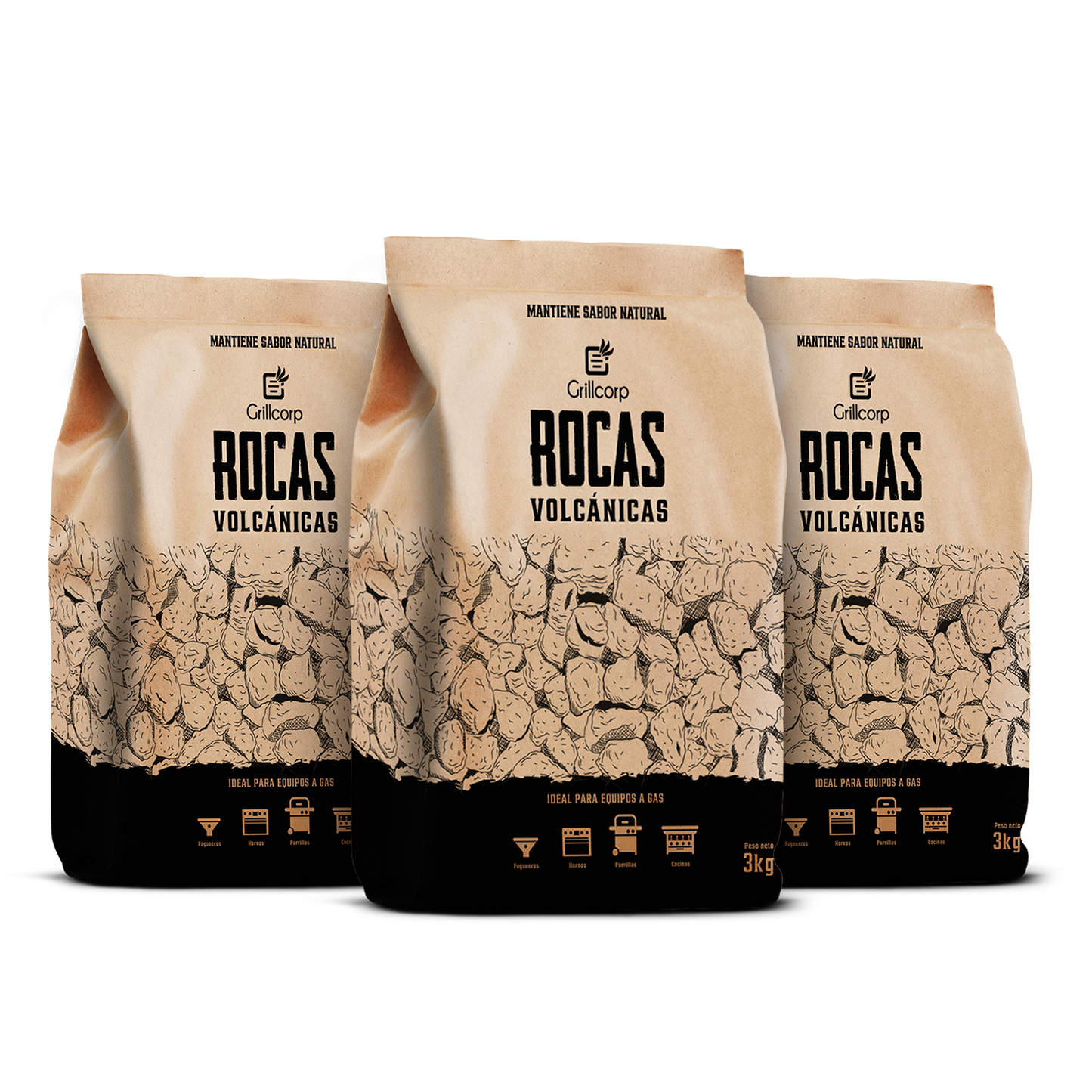 Rocas Volcánicas de 3Kg x 3 unidades| Grillcorp