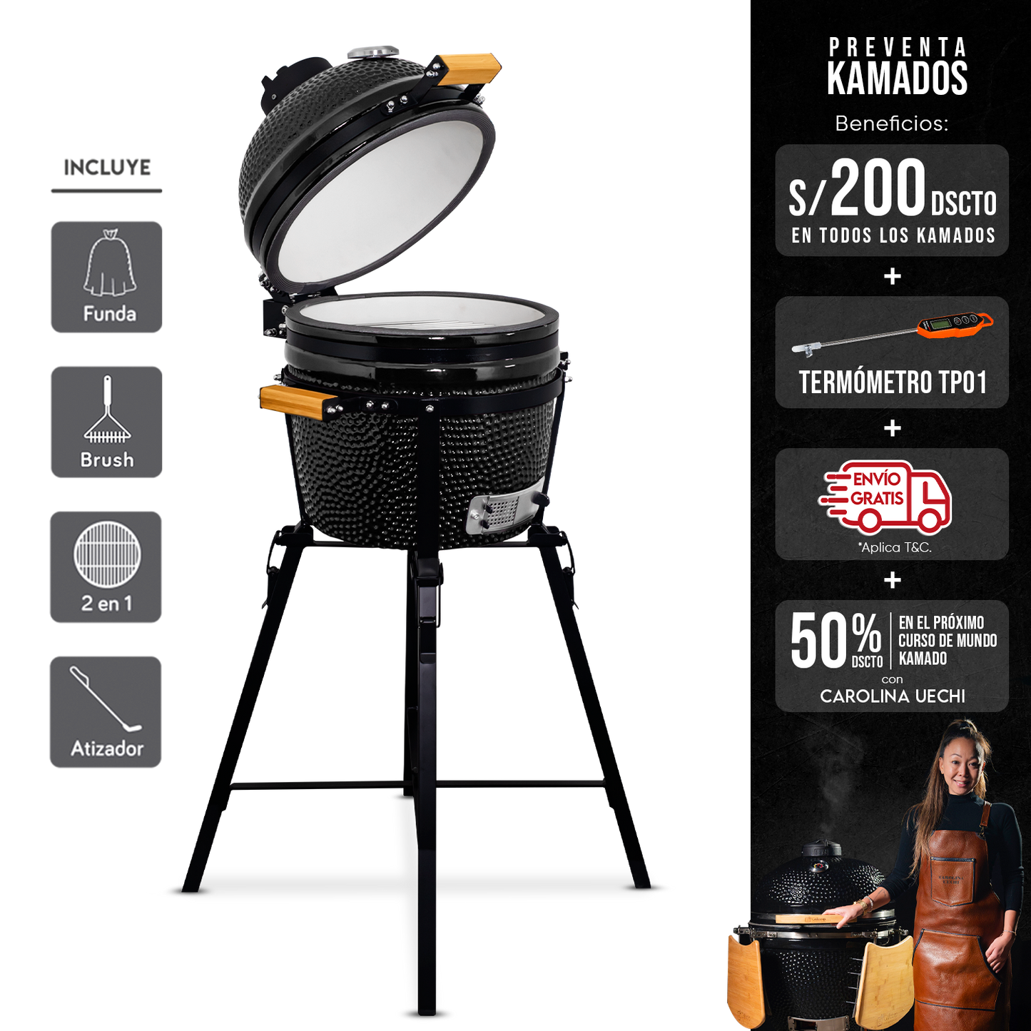 Kamado Clásico 15" + Divide and conquer de 2 niveles