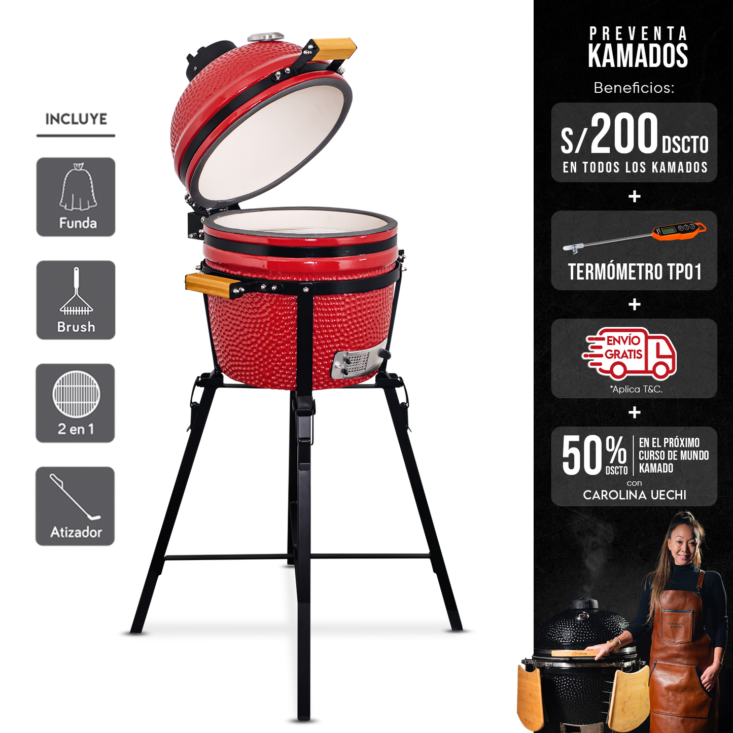 Kamado Clásico 15" + Divide and conquer de 2 niveles