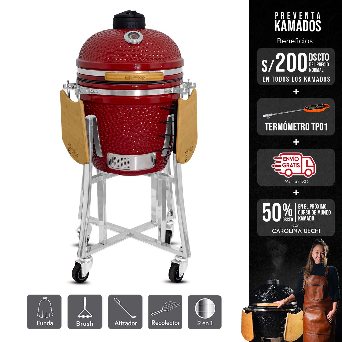 Kamado Clásico 18" + Divide and conquer 2 niveles